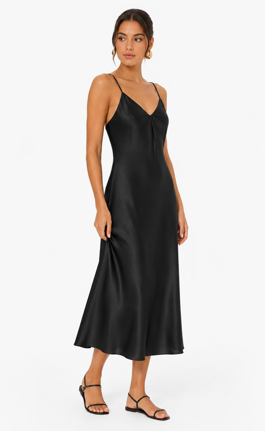 ELENA | VESTIDO MIDI SATINADO